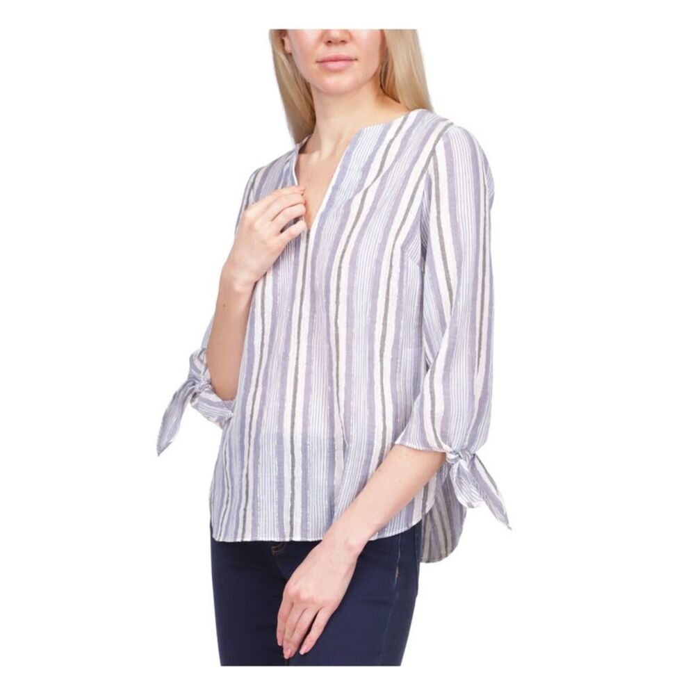 MICHAEL MICHAEL KORS Womens Gray Tie Cuffs Unlined Round Hem 3/4 Sleeve Top XXS - Picture 1 of 4
